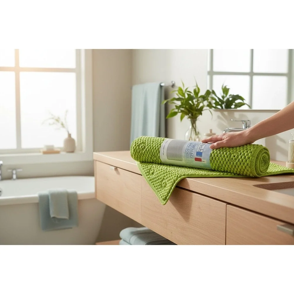 Splash Home Softee Bath Mat Unisex 17x36 Lime Brand New Suction Cups Cushioned